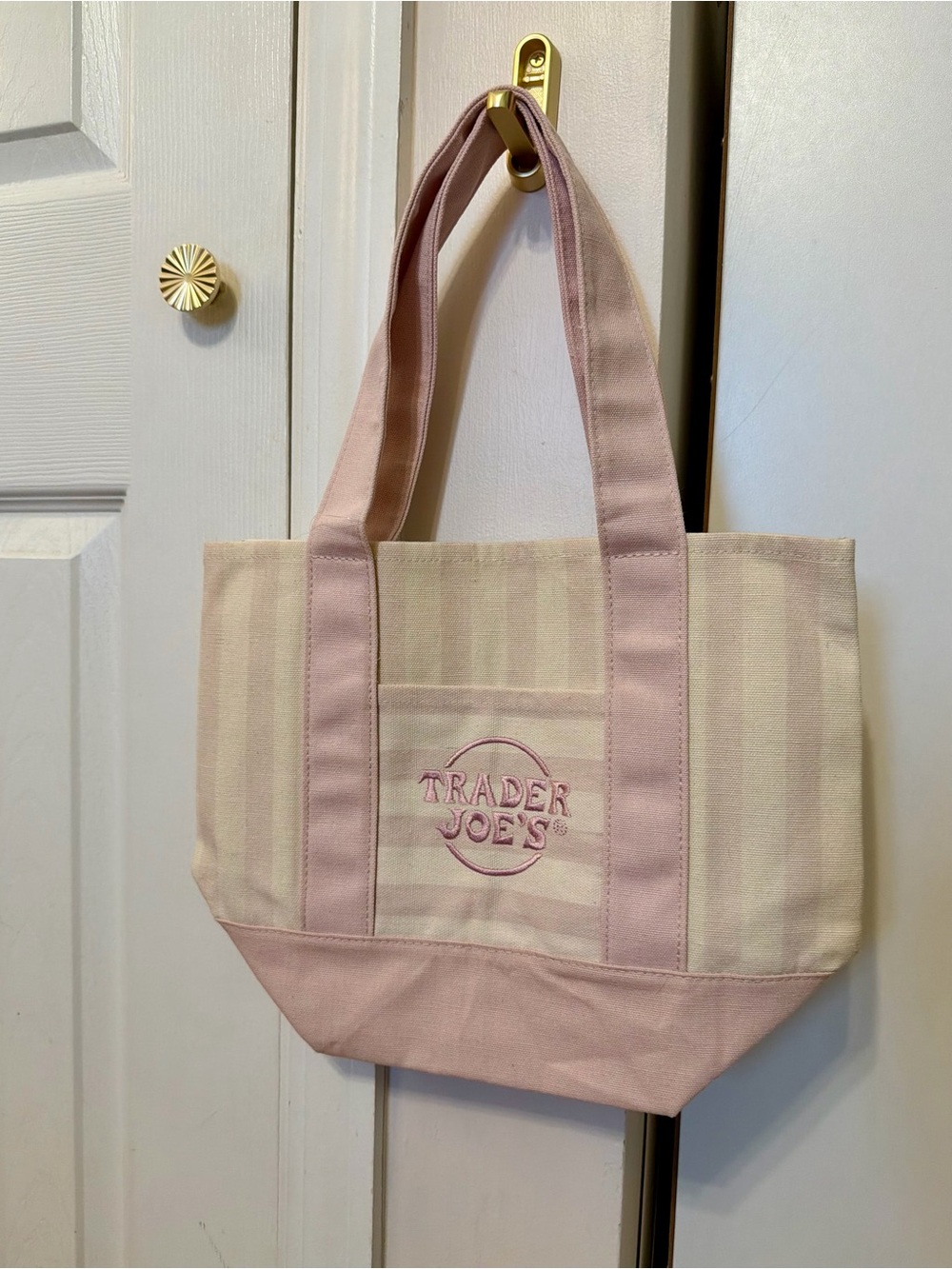 Pink & Cream Striped Mini Trader Joe’s Canvas Tote Bag